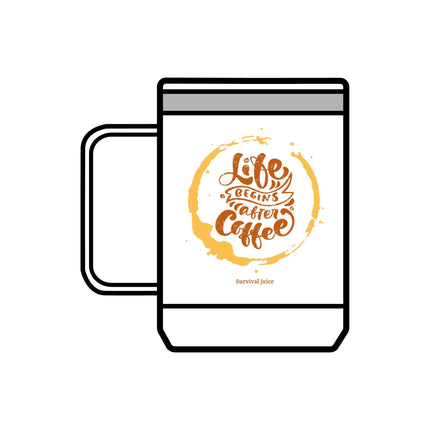 Inspirational Coffee Mug Tumbler - "Life Begins After Coffee" - 15oz