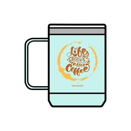 Inspirational Coffee Mug Tumbler - "Life Begins After Coffee" - 15oz