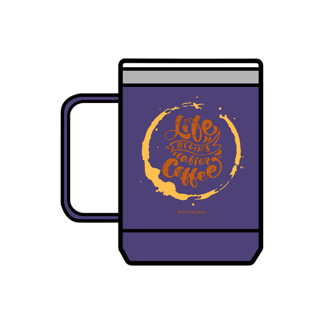 Inspirational Coffee Mug Tumbler - "Life Begins After Coffee" - 15oz