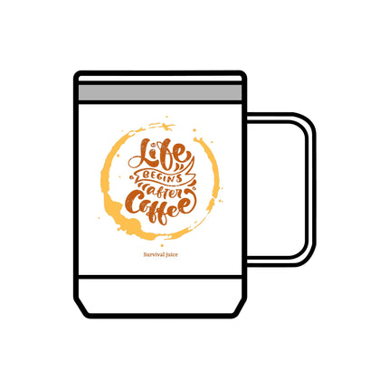 Inspirational Coffee Mug Tumbler - "Life Begins After Coffee" - 15oz