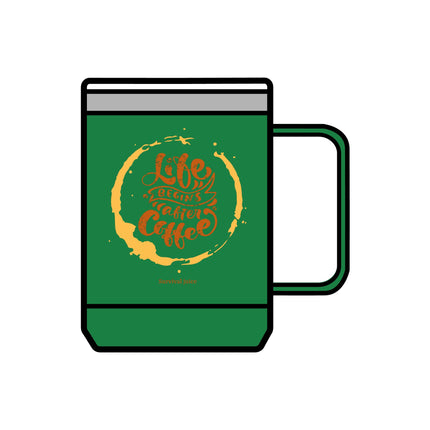 Inspirational Coffee Mug Tumbler - "Life Begins After Coffee" - 15oz
