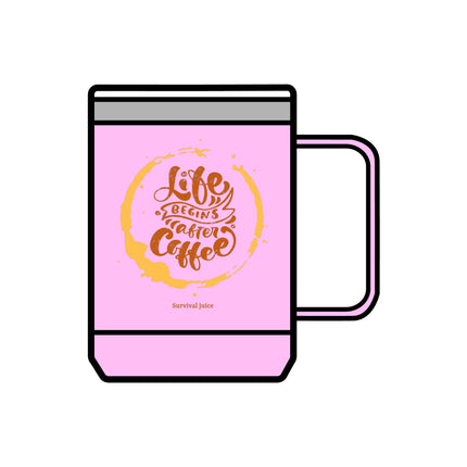 Inspirational Coffee Mug Tumbler - "Life Begins After Coffee" - 15oz