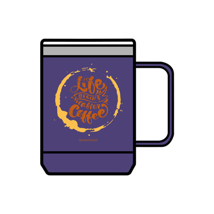 Inspirational Coffee Mug Tumbler - "Life Begins After Coffee" - 15oz