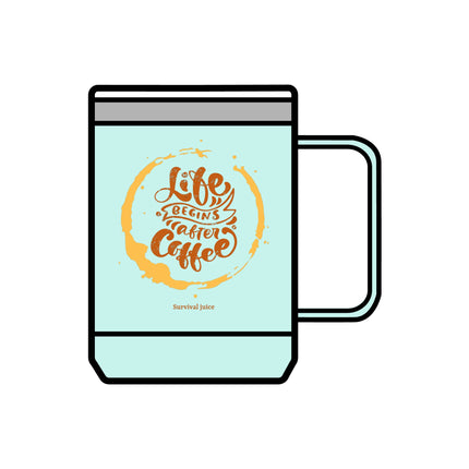 Inspirational Coffee Mug Tumbler - "Life Begins After Coffee" - 15oz