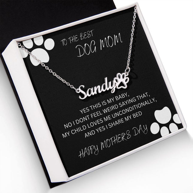 Dog Mom (Name Necklace Paw Print)