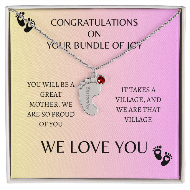 Bundle of Joy (Baby Feet Birthstones Necklace)